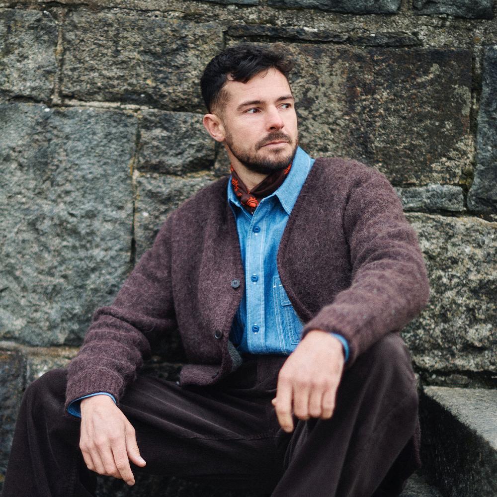 Guernsey Woollens Alpaca V-Neck Cardigan - Brown