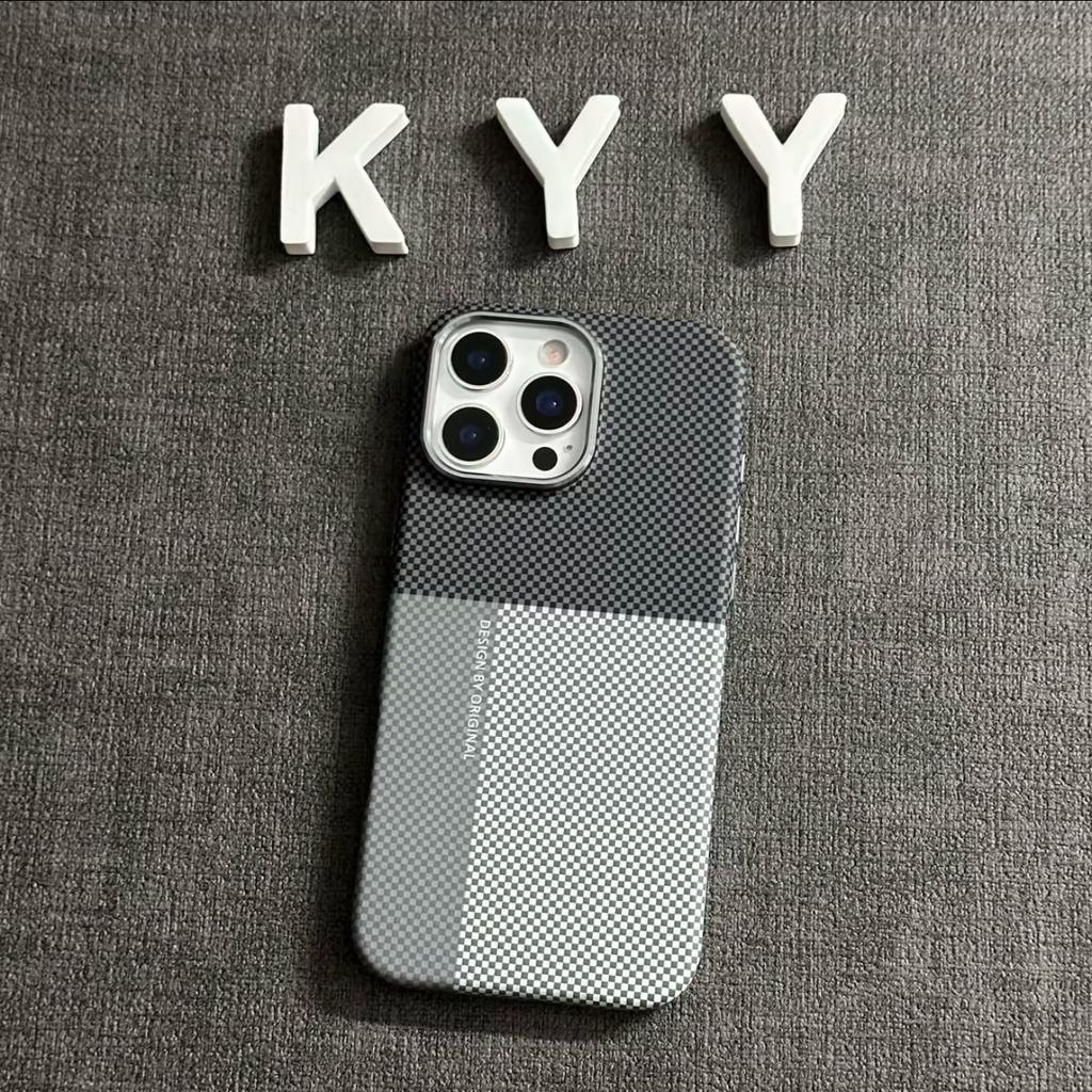 Applicable To IPhone17PROMAX Kevlar Color Block Magnetic Phone Case Apple 16 Skin Feeling Protective Case 14