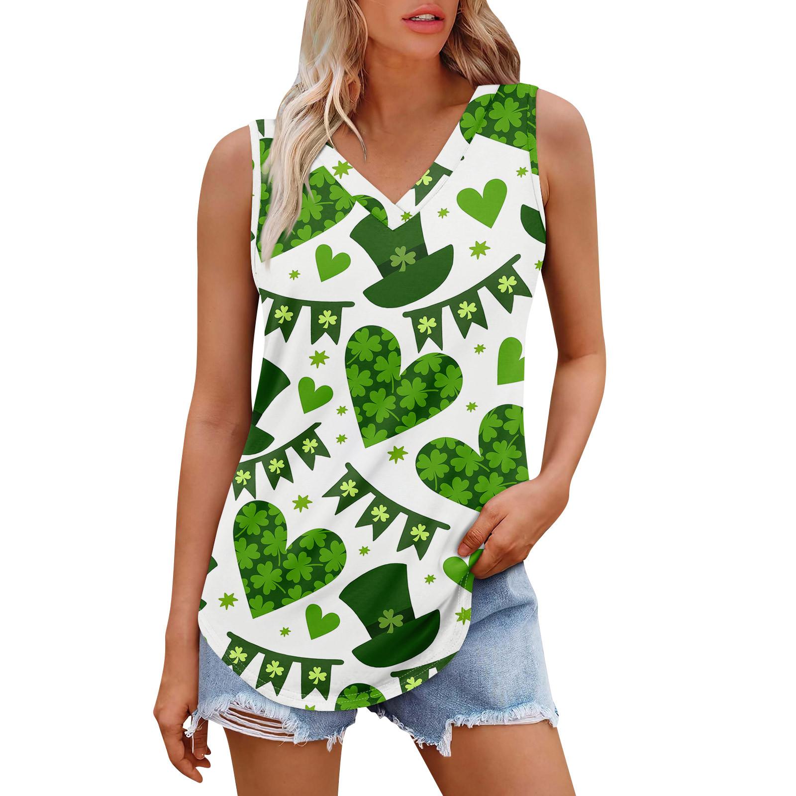 

Женская майка с V-образным вырезом для девочек. День Патрика Печать Повседневный Топ Майки Для Женщин Свободный Покрой Без Рукавов Топы Струящиеся XXL белый