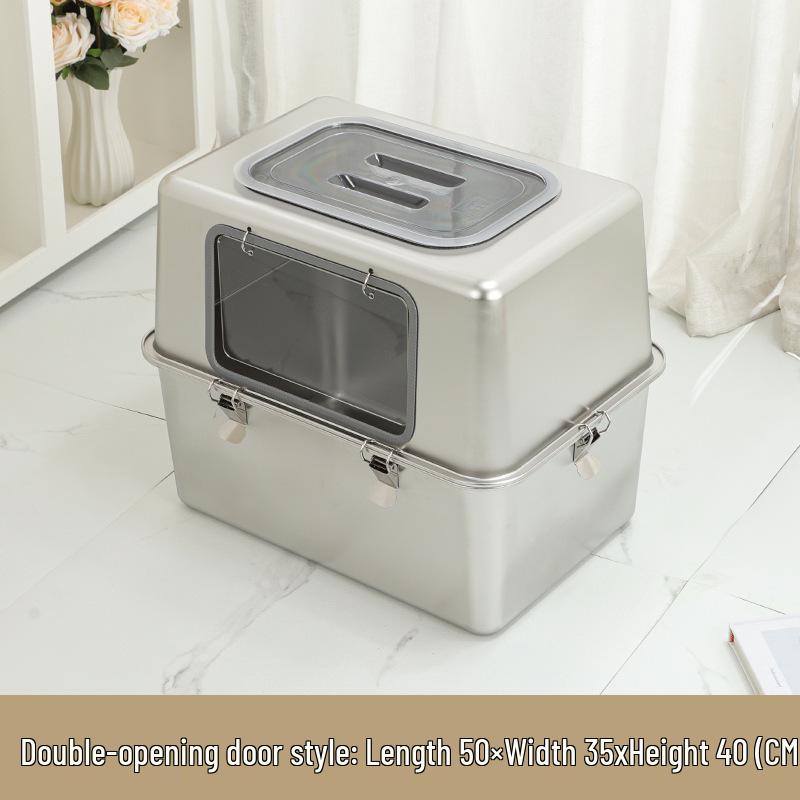 All-Steel Enclosed Stainless Cat Litter Box, Odor & Splash Proof, Extra Large