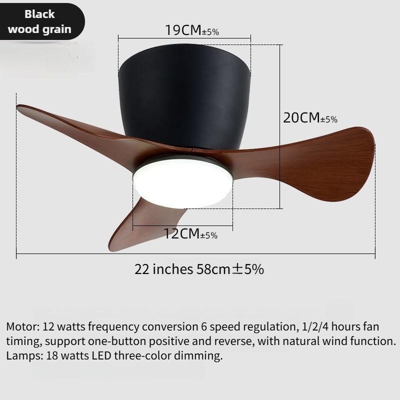 6-speed Mini 22 Inch LED Ceiling Fan With Light Household Inverter Ceiling Fan Lamp Adjustable Electric Ceiling Fan Light