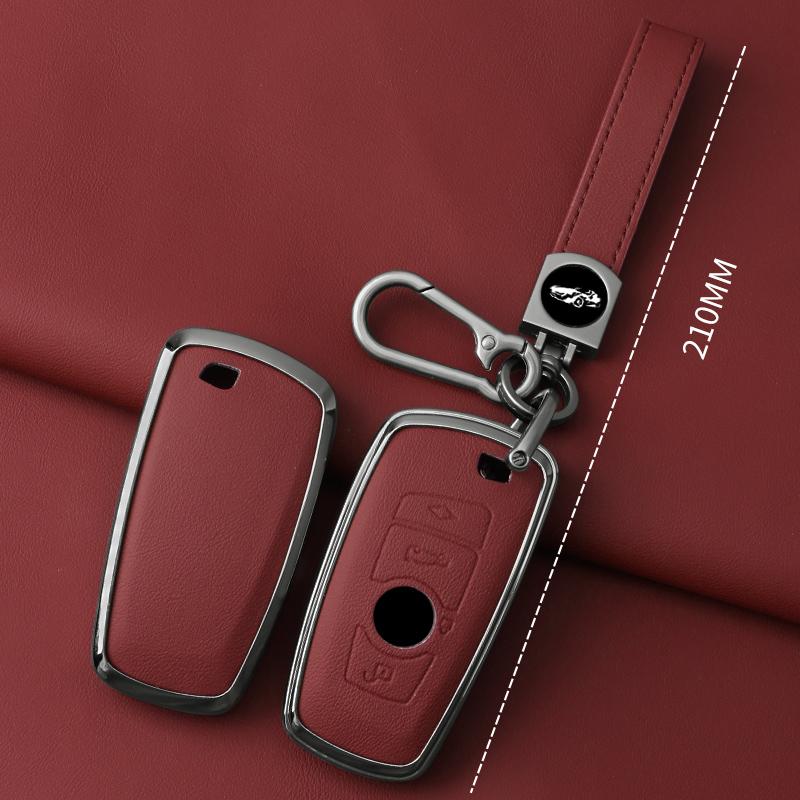 Alloy Leather Car Key Case Cover for BMW 1 2 3 4 5 6 7 Series X1 X3 X4 X5 X6 F36 F25 F26 F30 F34 F10 F07 F20 Z10 G30 F15 F16