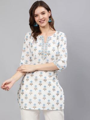 Women's Top Tunic Cotton Printed Tops For Regular And Office Wear Kurta