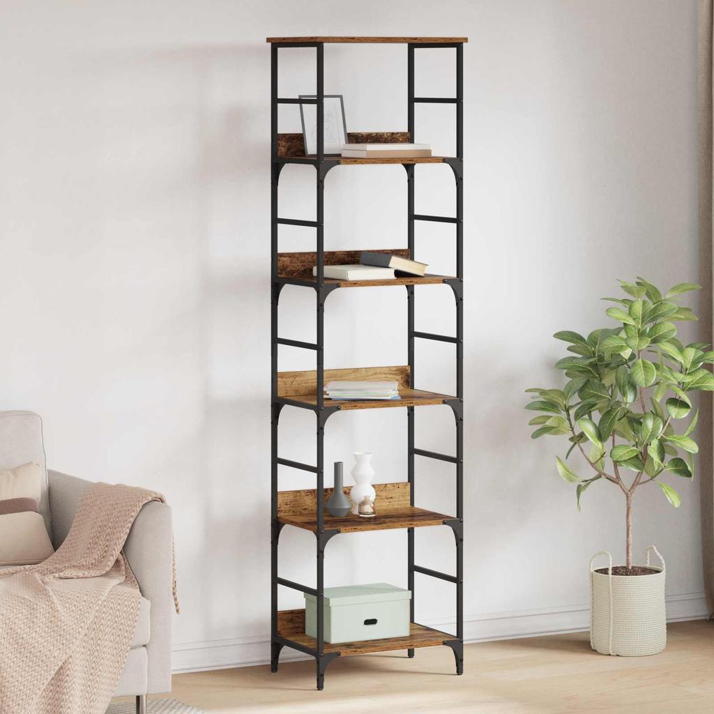 Bookshelf 5 Tiers 50 x 33 x 188.5 cm Engineered Wood Reclaimed Wood
