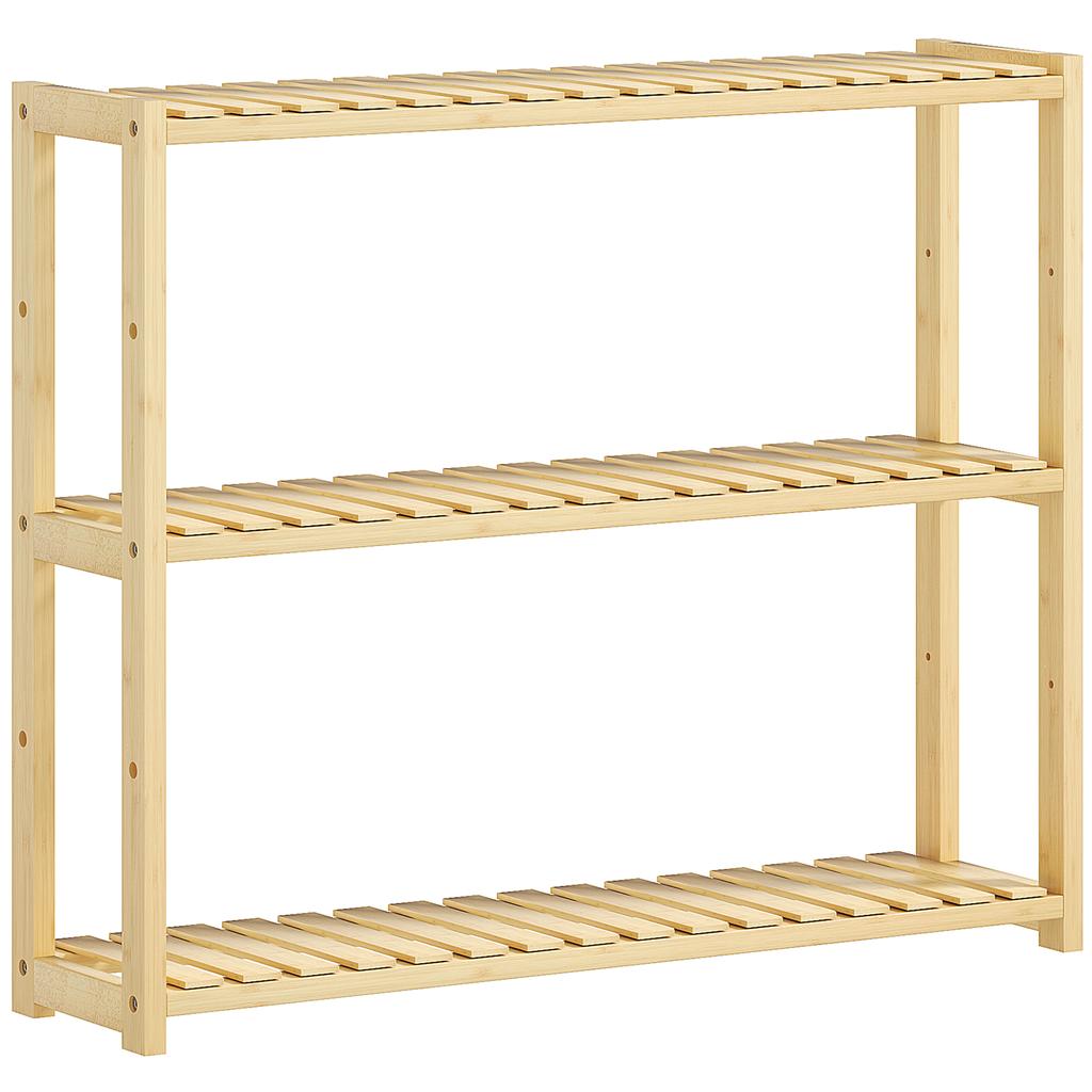 Three-Tier Bamboo Bathroom Rack - Natural Finish