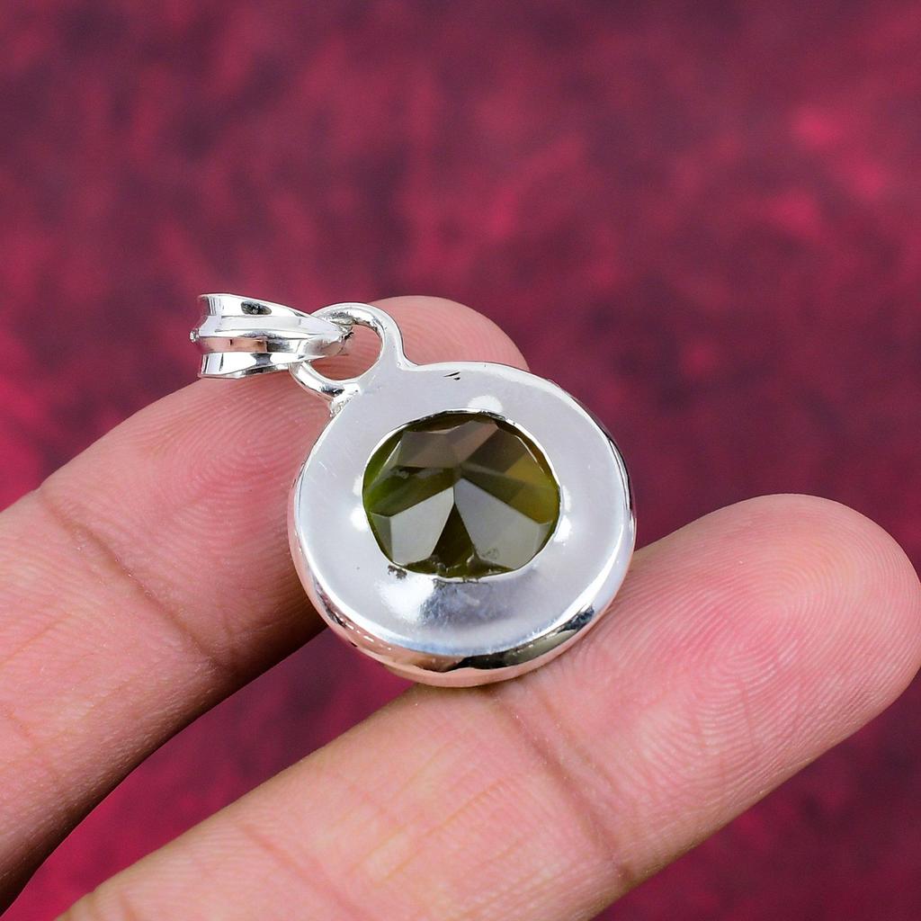 Peridot Anhänger, 925 Sterling Silber Edelstein Schmuck, handgefertigter Anhänger, Als Hochzeitsgeschenk