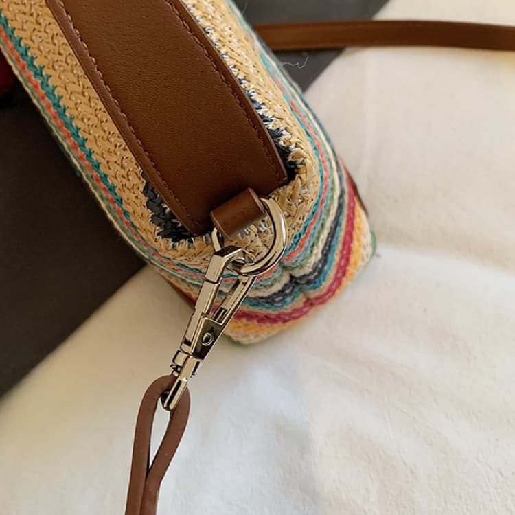 Striped Straw Baguette Small Bag Portable Messenger Women's Bag