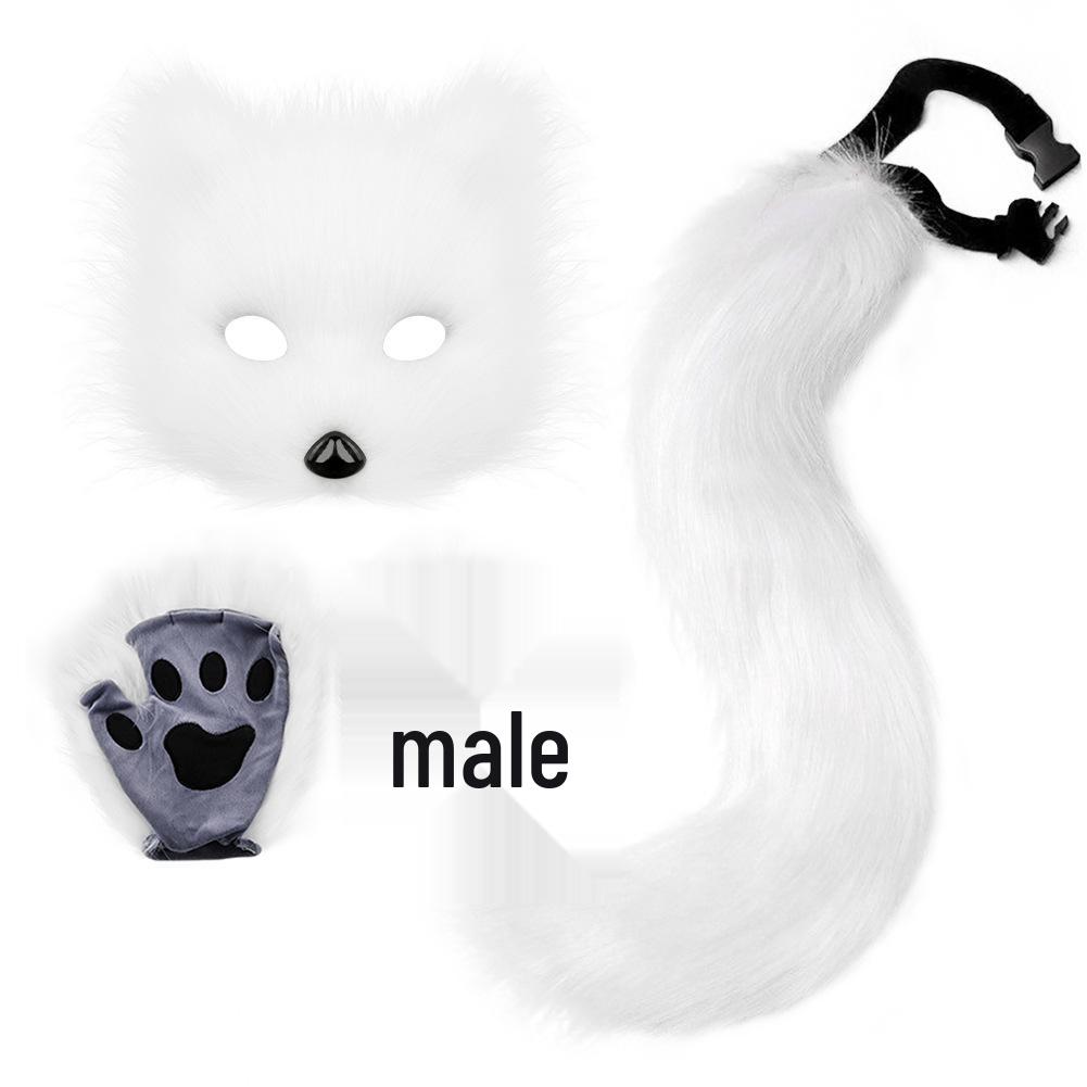Handmade Halloween Fox Costume: Mask, Gloves & Plush Tail