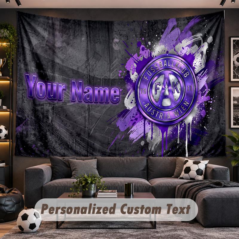 Austria Wien FC Personalized Tapestry Support Custom Name, Wall Art Home Decoration