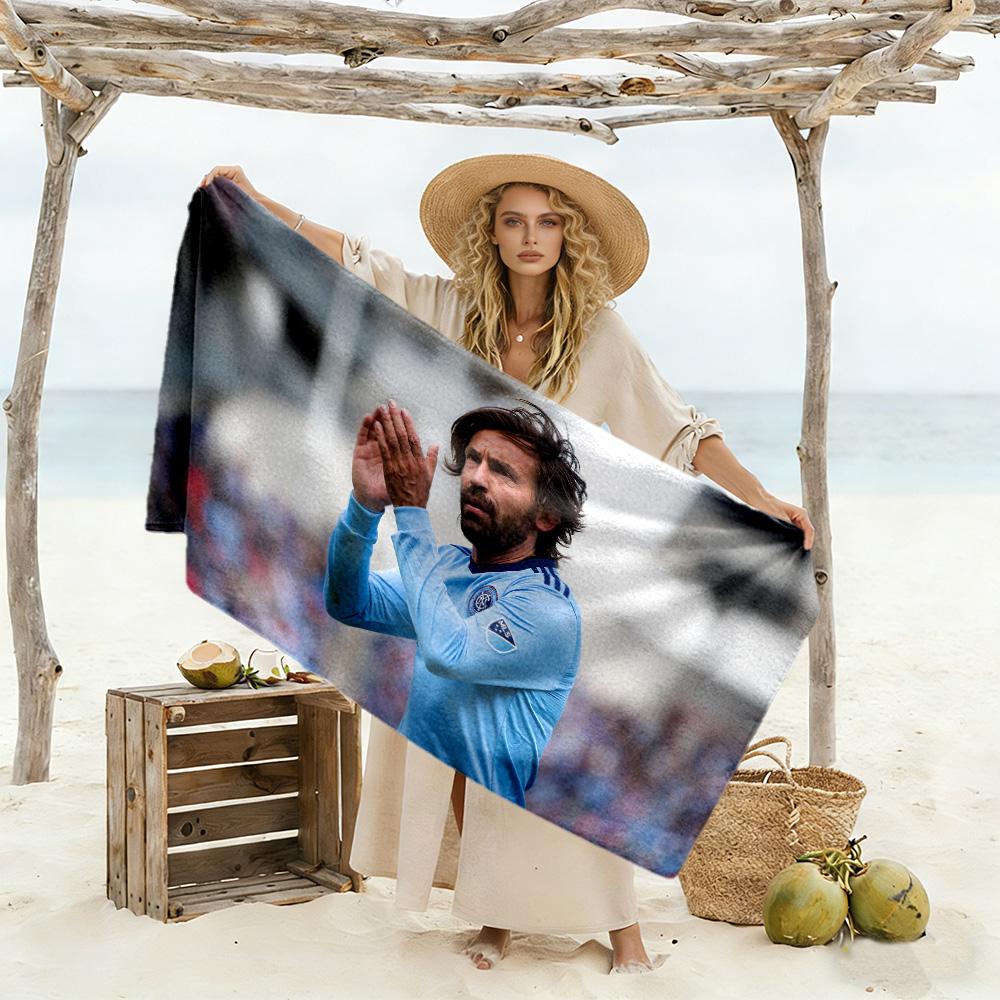 Player Blue Jersey Beach Towel Super Soft Microfiber Quickdry Fabric Comfortable Lightweight
