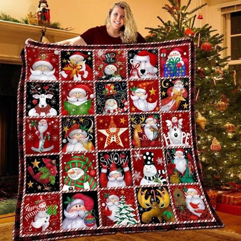 Merry Christmas Flannel Throw Blanket, Lightweight Decoration, Soft Gift, Home Bedding, Living Room, Sofa