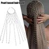 Long Tassel Bridal Hair Chain Imitation Pearl Tassel Headband  Special Occasions