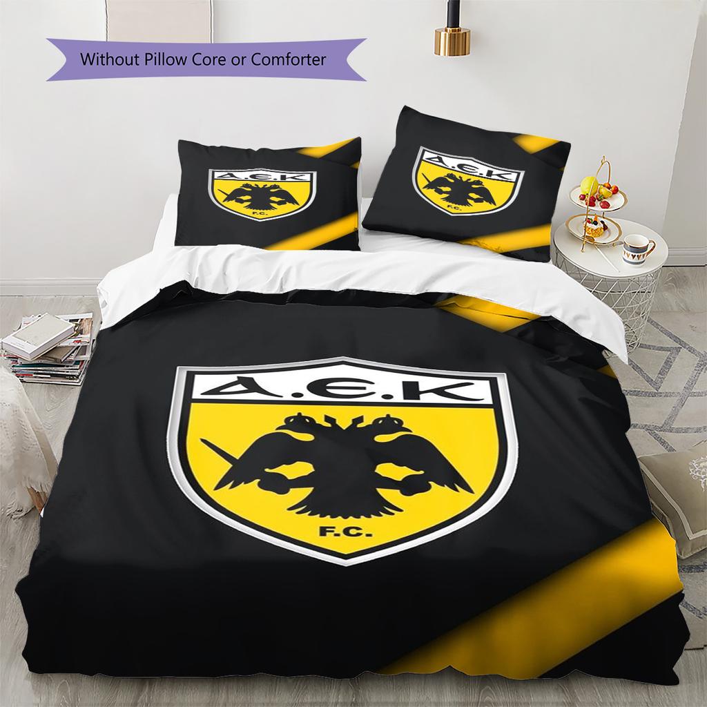 AEK FC Pattern Bedding Set Quilt Cover Pillowcase Home Decor Gift (1 * Duvet Cover + 2 * Pillowcase, Without Core)