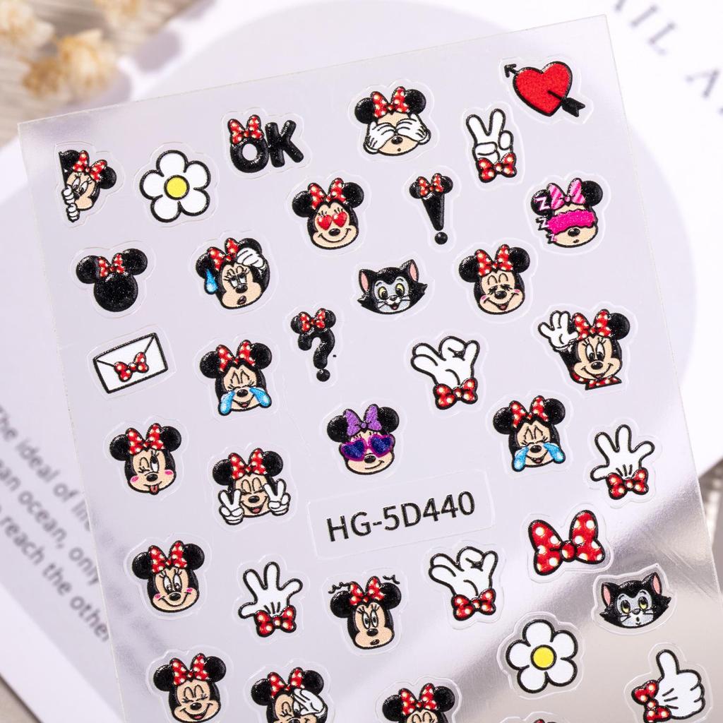 5D geprägte Mickey & Minnie Nagelsticker