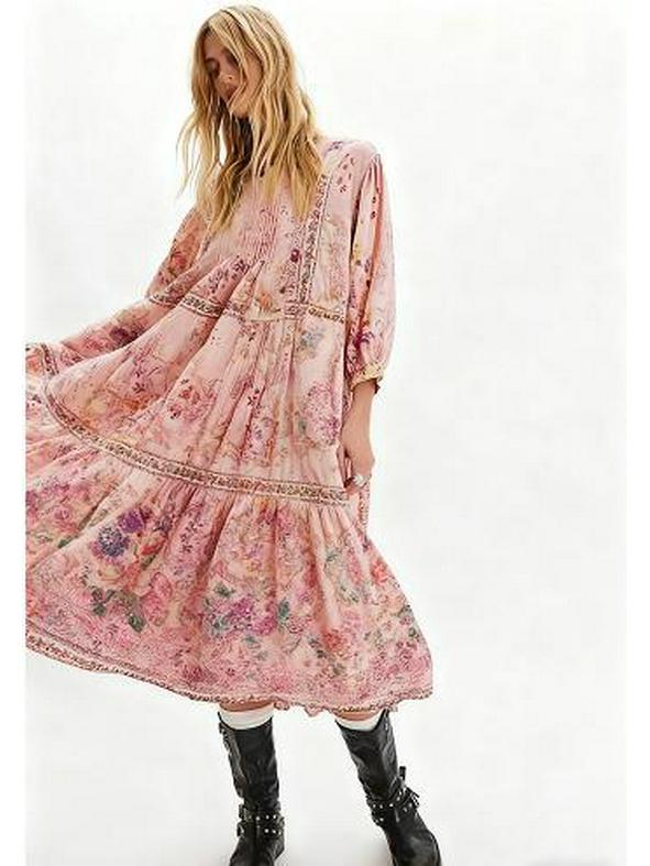 

Korean Style Hawaiian Casual Summer Dress - Flattering Fit, Comfortable and Perfect for Vacation Photos Medium розовый
