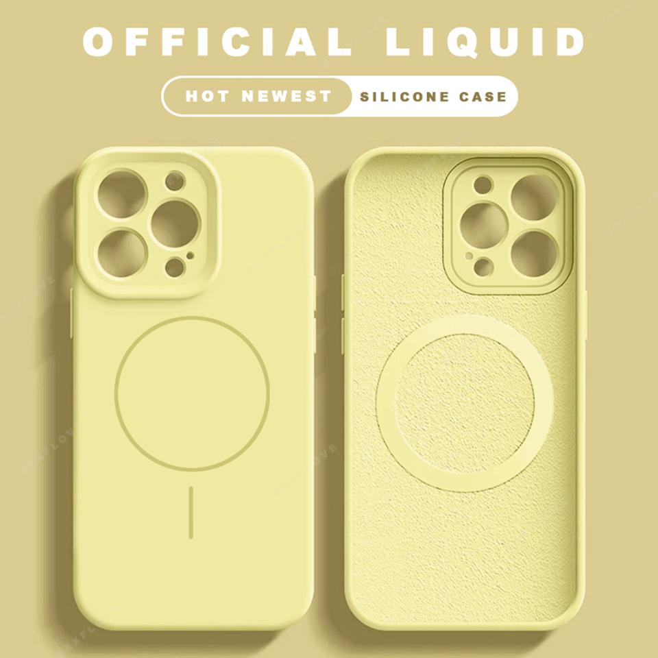 Official Magnetic Phone Case For For Iphone 1 14 16 Plus 12 13 16 Pro Max Liquid Silicone Lanyard Charge Protector Cover