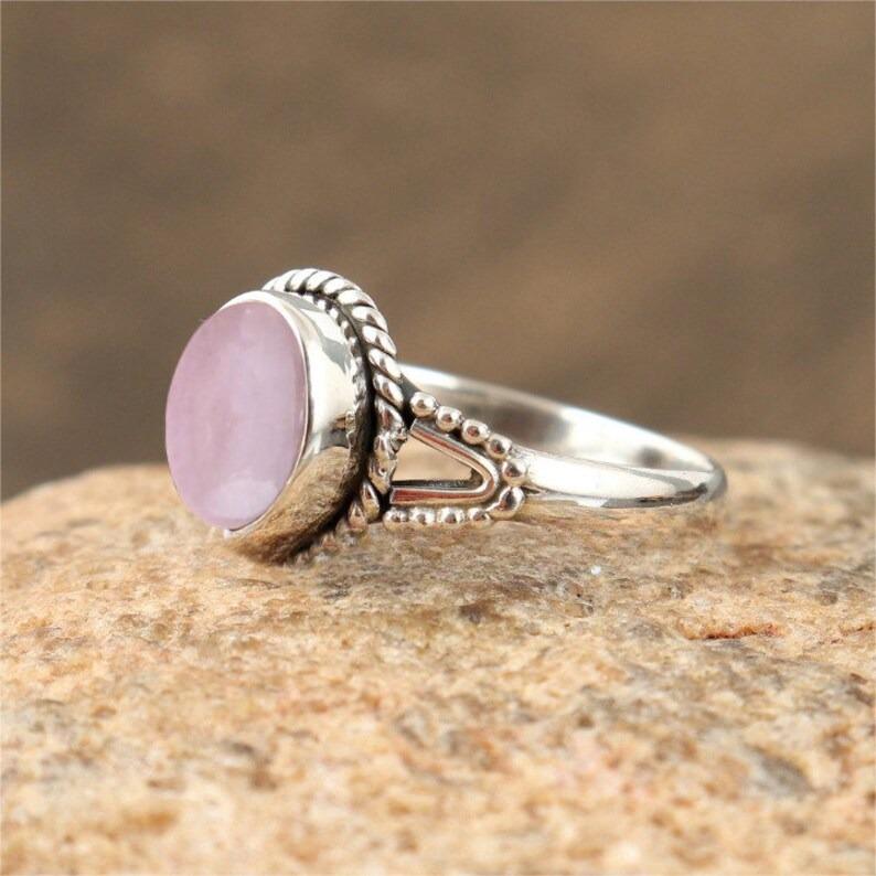 Rose Quartz Oval Gemstone Solid 925 Sterling Silver Ring, Women Ring, Statement Ring, Partywear Ring, Handmade Ring