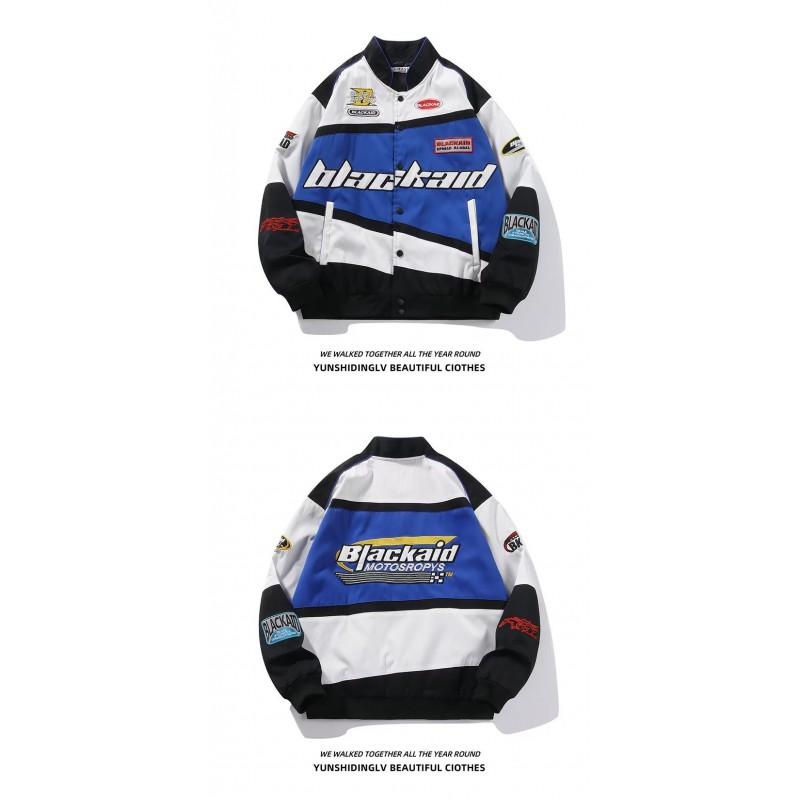 Womens Oversized Streetwear Embroidered Baseball Jacket Hip Hop Loose Fit Moto Style