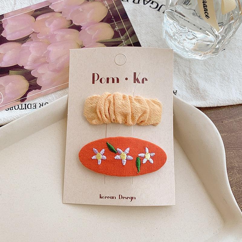 Cute Embroidered Flower Cloth Hairpins Women Girls Hair Clips Pins Barrettes Accessories Hairgrips Headdress Headwear Ornaments