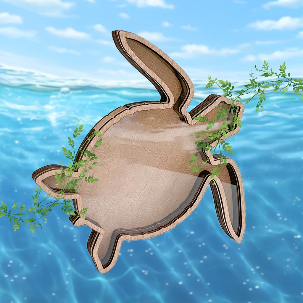 1 pc Wooden Retro style Storage Box in The Shape of A Turtle. Wooden Craft Personalized Creative Wooden Desktop Display Stand