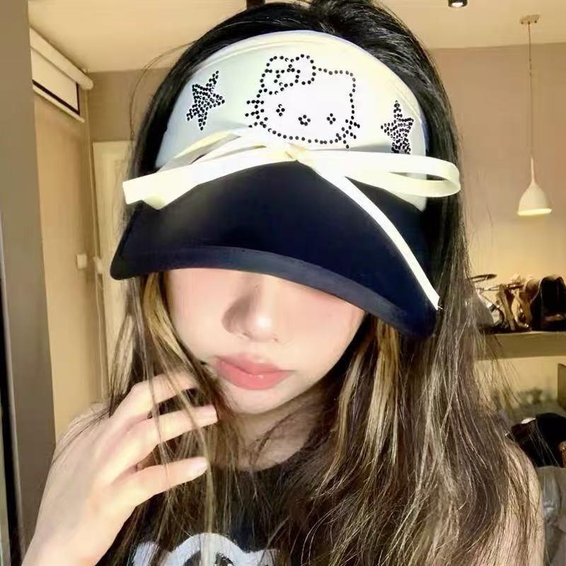 Hellokitty Sun Protection Hat With Wide Brim For Girls Summer Sunshade Cap