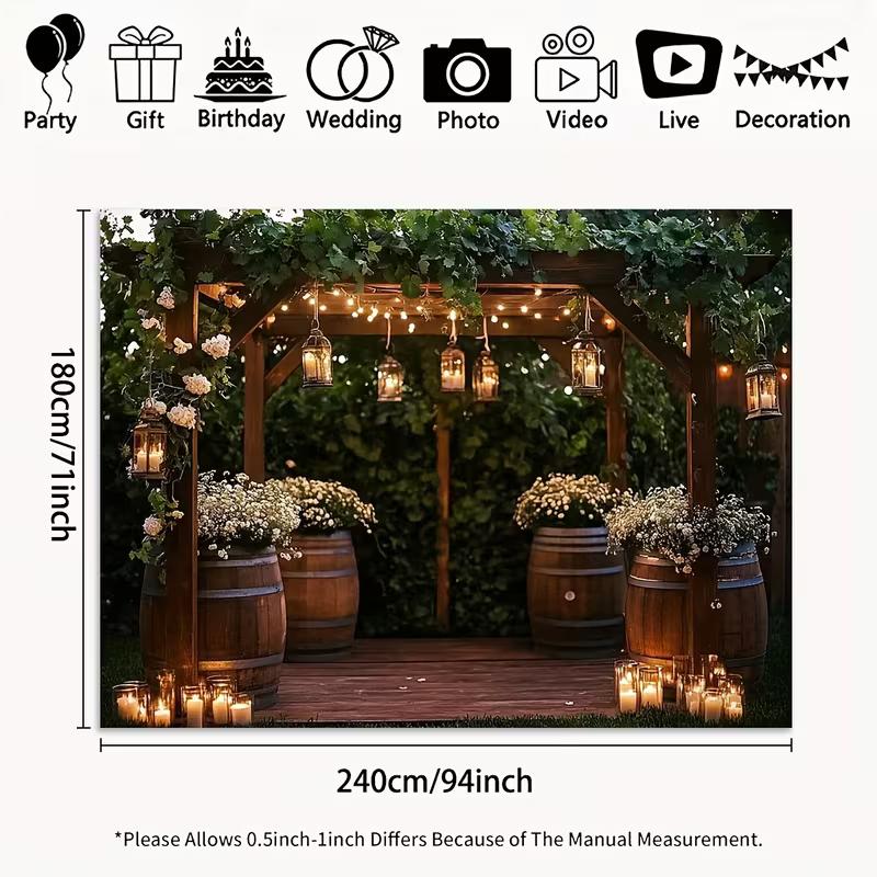 

2D Romantic Candlelight Wedding Backdrop Rustic Vine Party Decoration 47.2x31.5inch/120*80cm