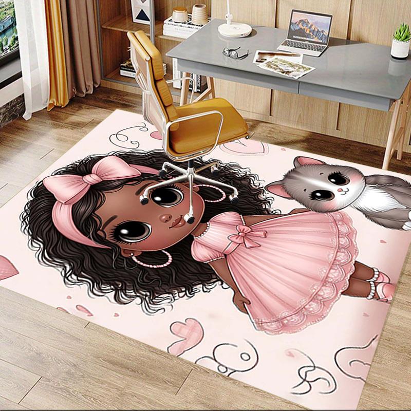 1PC Girl Cat Anti-slip carpet, suitable for Office, bedroomand playrooms. It can also be used as a sofa footrest cover-W70