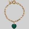 Modern Everyday Malachite Heart Charm Bracelet