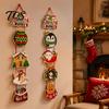 Christmas Home Atmosphere Decor 1 Pair Hanging Banner Porch Sign, Merry Snowman Santa Claus Indoor Corridor Penguin Pattern Backdrop for Front