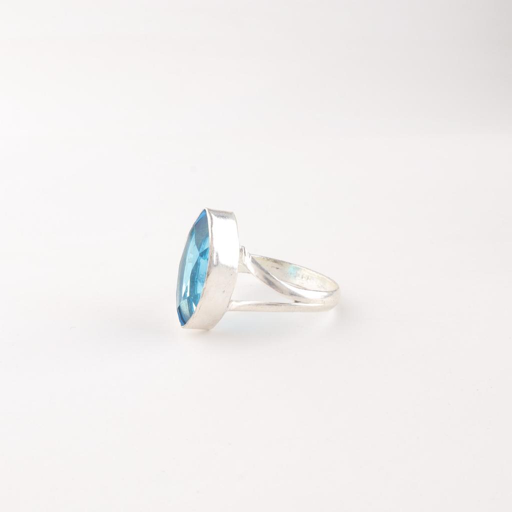 Swiss Blue Topaz Gemstone 925 Sterling Silver Jewelry Handcrafted Stylish Ring RR-23-9