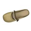 French Bag Head Half Slippers Women's Outer Wear 2025 New Spring Flat Bottom Pearl One Pedal Mary Jane Cool Slippers