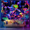 Blacklight Tree of Life Astronaut Jellyfish Tapestry UV Reactive Psychedelic Wall Hanging Trippy Home Decor
