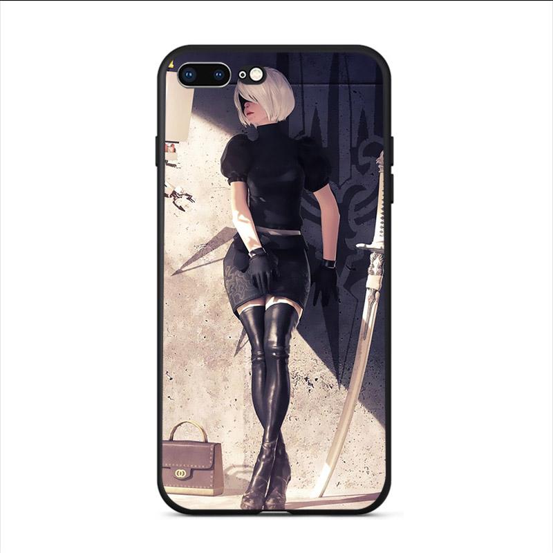 

Черный мягкий чехол Nier 2B для Apple iPhone 11 Pro 12 Mini Max 7 8 Plus 6 6s Plus 5 5S SE 2020 X XR XS с узором на спине из ТПУ Fundas Capa iPhone 12 Mini