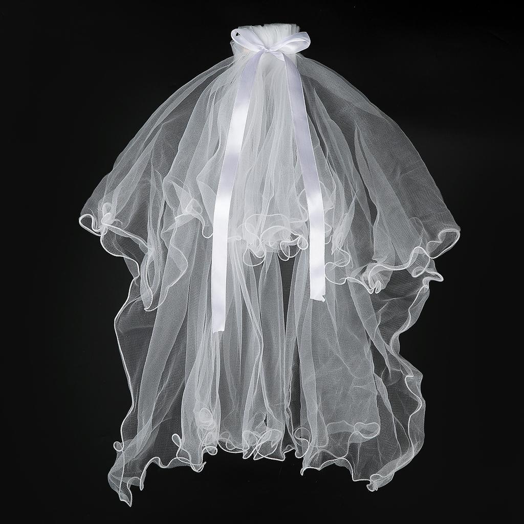 White Tulle Bow Veil Hairpin Pearls Wedding Bachelorette Hen Party Elegant Bridal Veil Hair Clip Gifts Women Hair Accessories