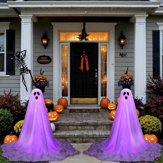 Halloween Decorations for Outdoor DIY Large Lighted White Cloth Ghost with LED String Lights for Home Porch Yard Decor