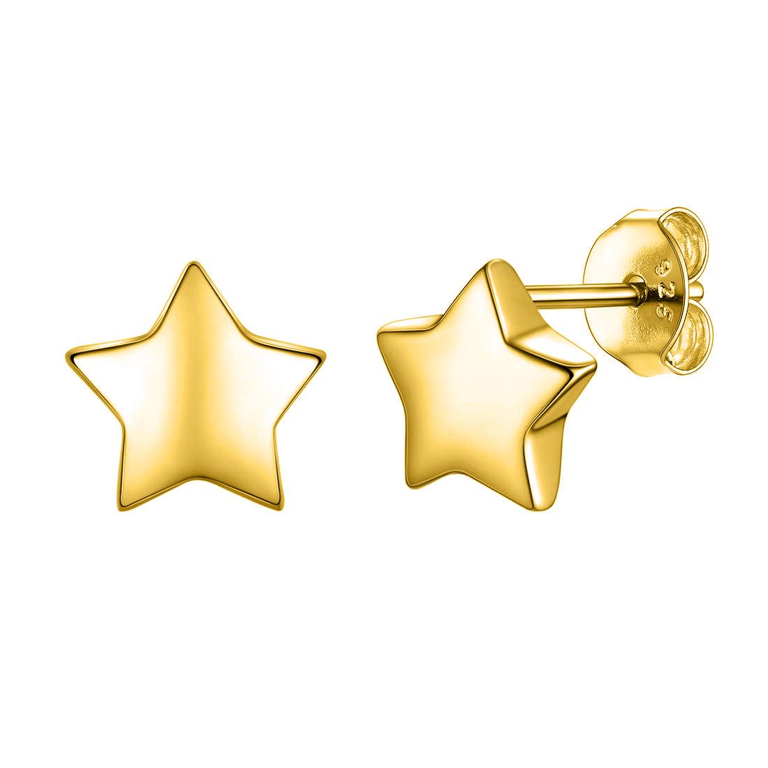 

925 Sterling Silver Gold Vermeil Star Stud Earring жовтий
