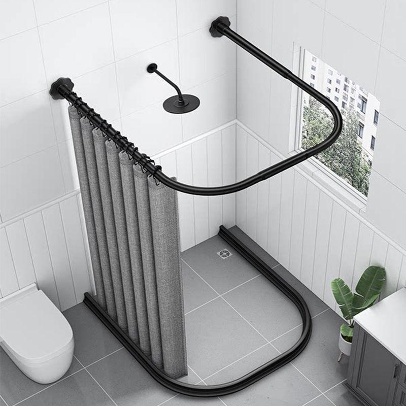 No-Drill Curved U-Shaped Shower Curtain Set