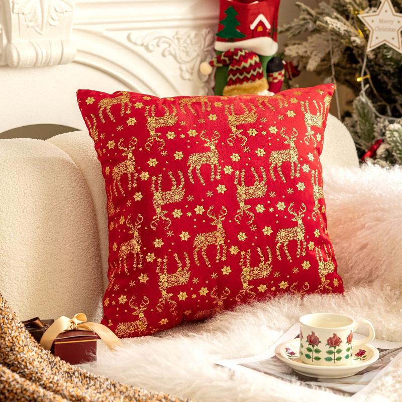 45X45Cm Christmas Tree Throw Pillow Cover Snowflake Plush Cushion Cover Christmas Party Decor Home Decorative Pillowcase
