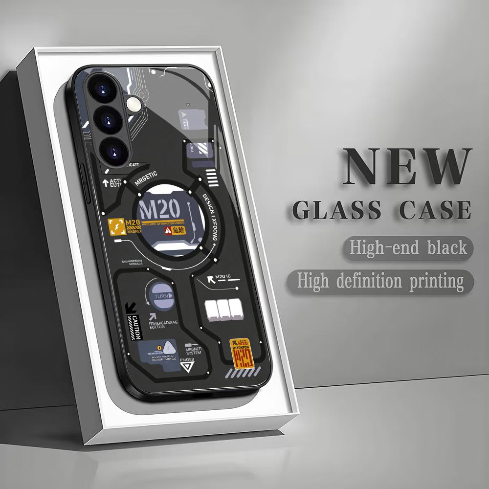 Creative Circuit Board Tempered Glass Phone Case Suitable for Samsung Galaxy S26 S25 S24 S22 S21 S20 FE/Ultra/Plus Fashion