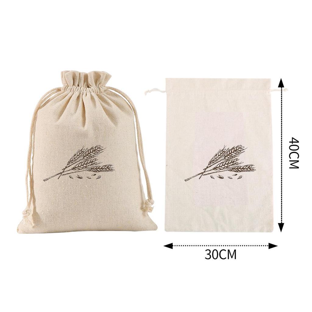Custom Reusable Cotton Drawstring Bread and Storage Bag with Double Pull Cord