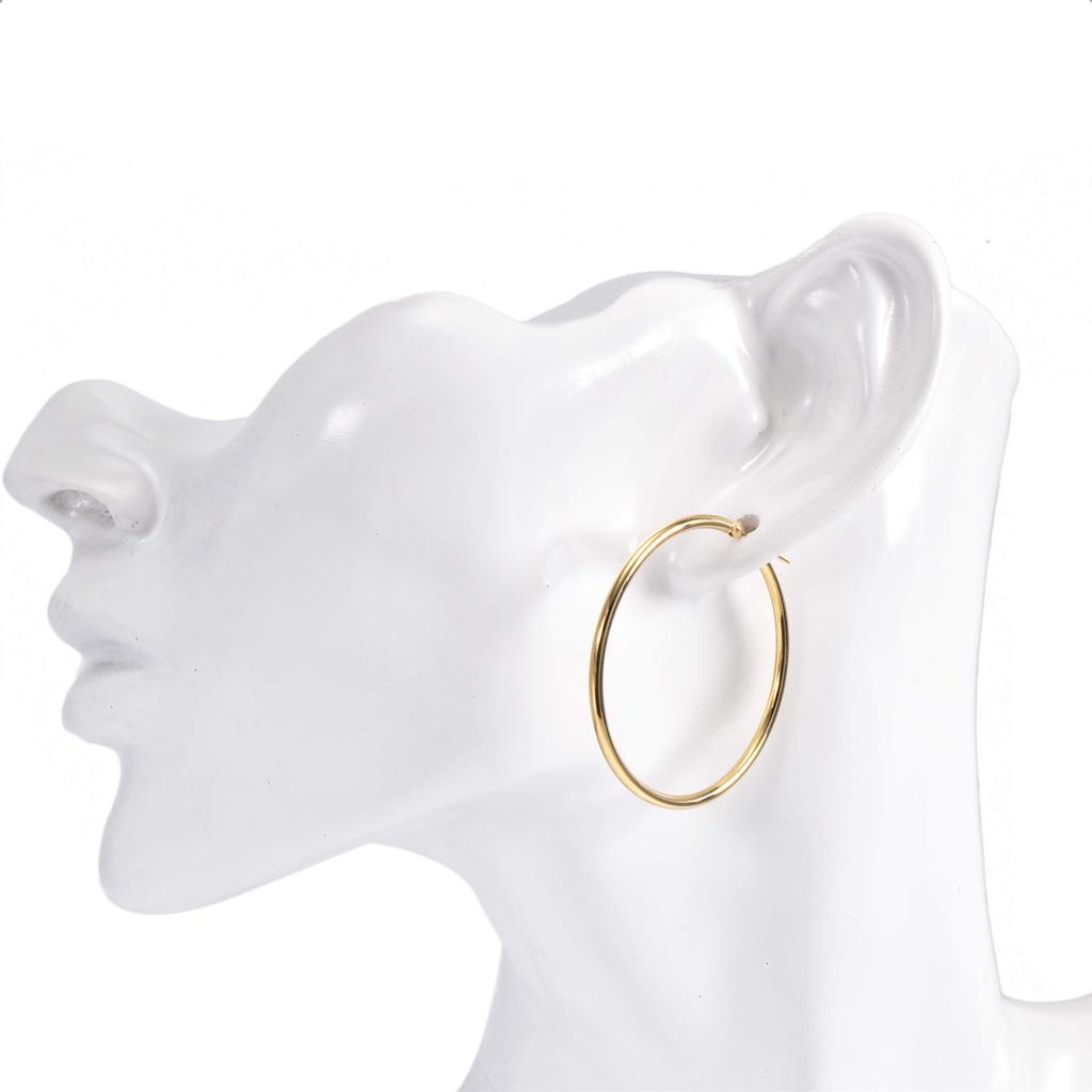 K18 Gold Hoop Earrings 40mm 2mm Width 1 Pair [Speranza] Women's
