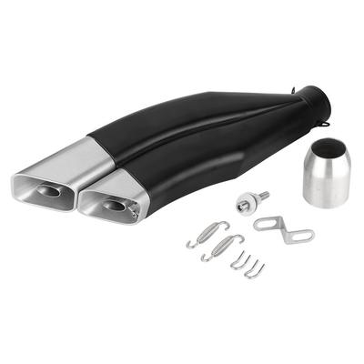 Universal Schwarz 51mm Edelstahl Motorrad Doppel Auspuff Schalldämpfer Rohr Modifikation Teile