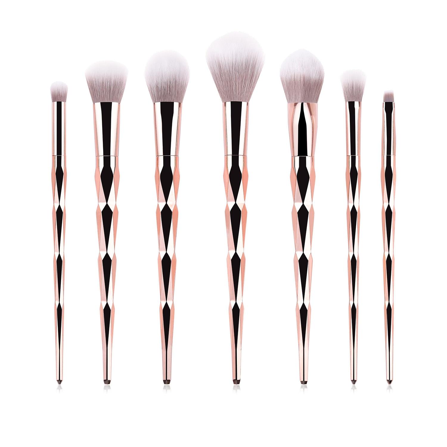 

7шт Набір пензлів для макіяжу Спіральна ручка з рожевого золота Косметична основа Рум яна пудра