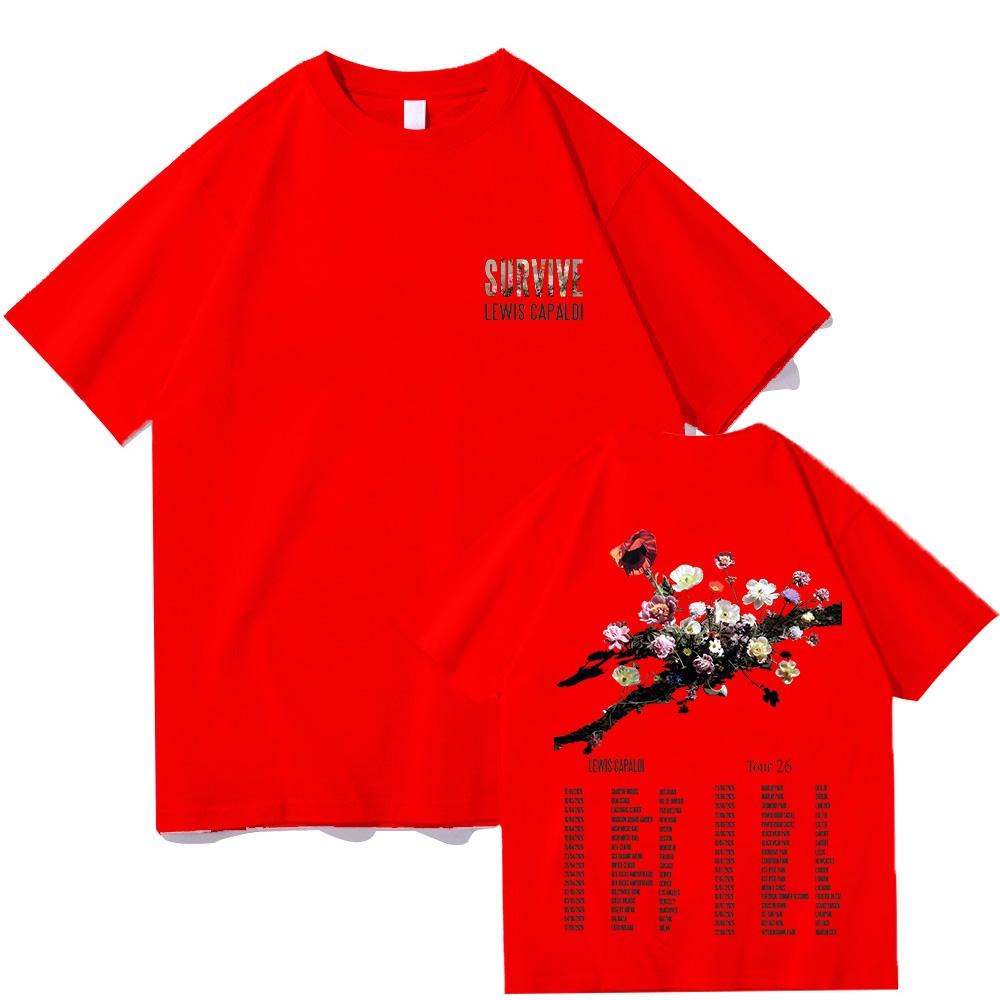 

Lewis Capaldi Tour 2026 T Shirts Summer Vintage Graphic Clothes Super Cotton Comfortable Hip Hop Tee Shirt Unisex Casual Y2K Top M червоний