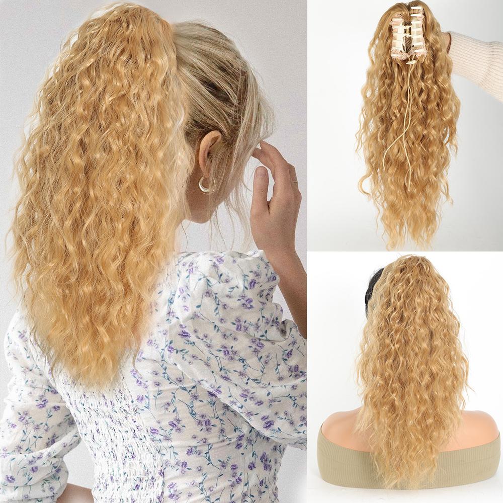 

Aosiwig синтетический хвостик с когтями для женщин, длинные 18-дюймовые вьющиеся волосы, искусственная накладная заколка для волос, наращивание хвостиков, термостойкие