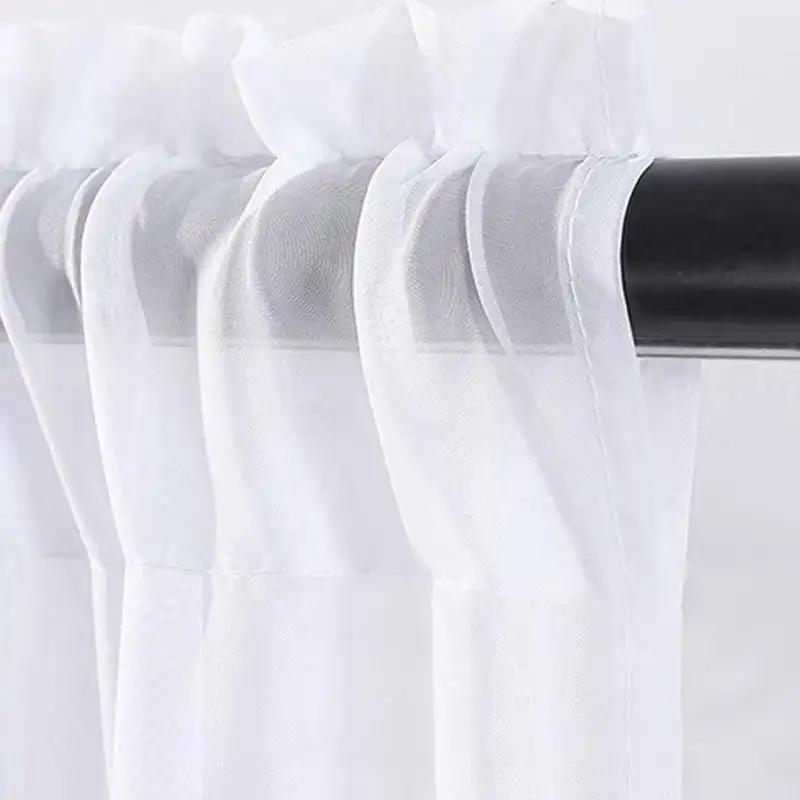 2 Stück Transparente Kurze Küchenvorhänge mit Stangentasche Raumteiler Halb-Verdunkelnde Fenster-Abschlüsse für Badezimmer Schlafzimmer Rideaux Chambre