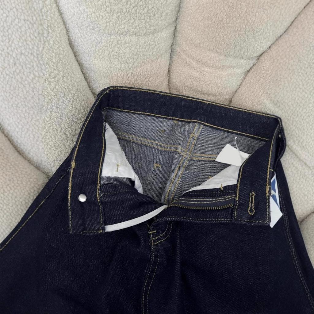 American Retro Dark Blue Micro Flared Jeans Women's Autumn High Waisted Loose Wide Leg Pants