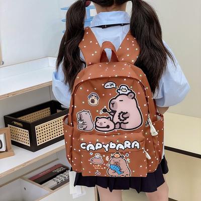 School Bag Kapibara Bag Cartoon Print Cute Little School Bag Casual Backpack