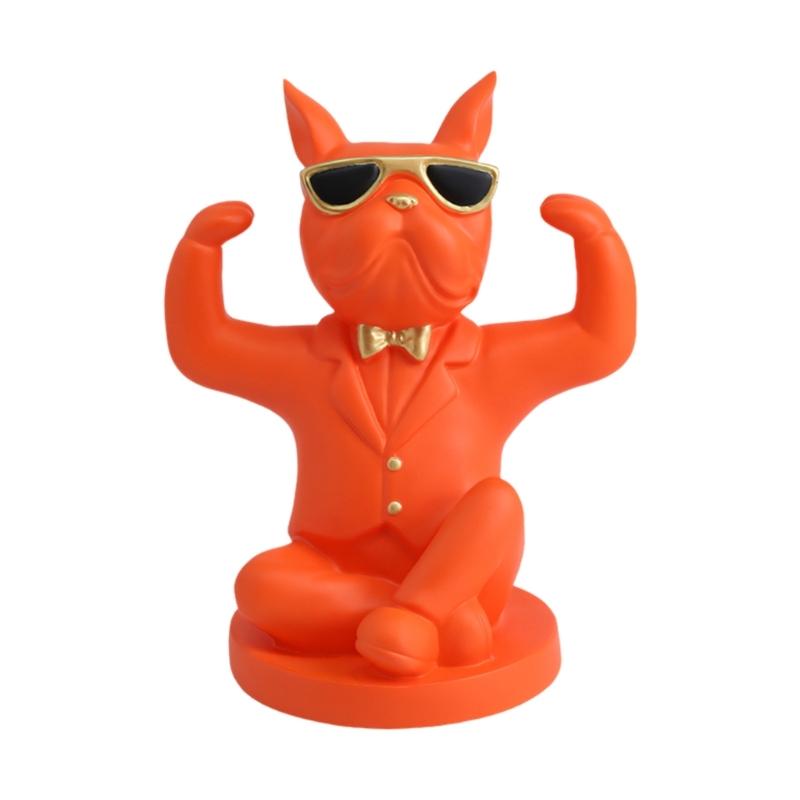 Modern Wine Rack Organizers In Fun French Bulldog Shape Durable Resin Materials French Bulldog Wine Display Stand оранжевый