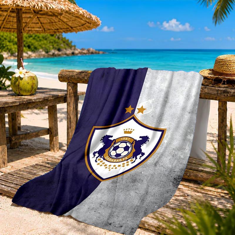 Qarabag Golden Crested Football Emblem Beach Towel, Quick-drying, Easy to Care for, Suitable for Both Fitness and Beach Vacations,Sports Essential
